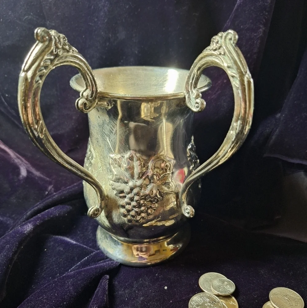 Silver Ornate Double-Handled Spoon Cup